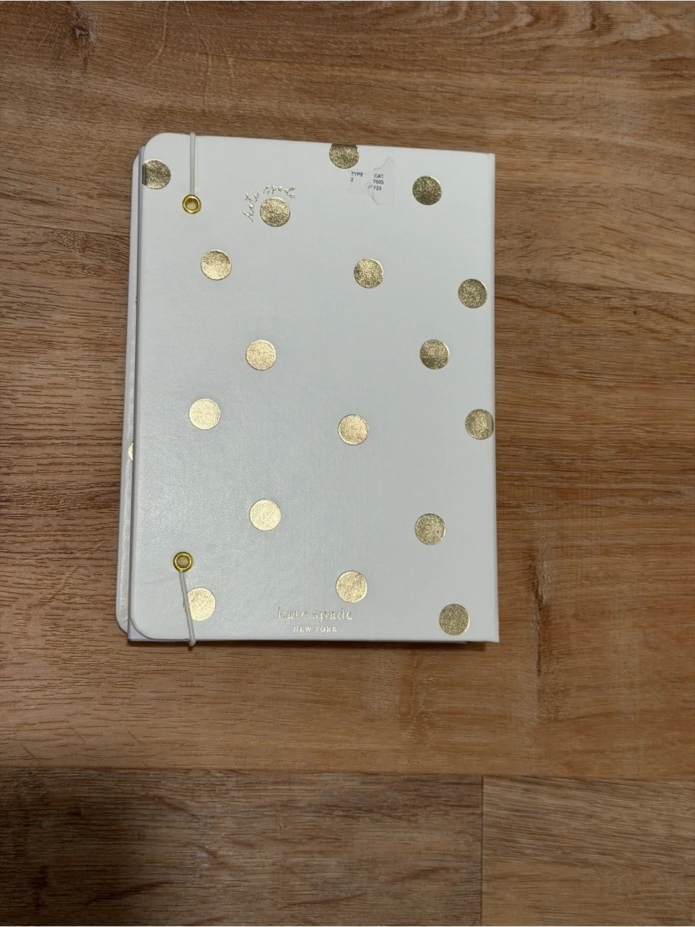 kate spade White & Gold Polka Dot Contact Book with Elastic Closure